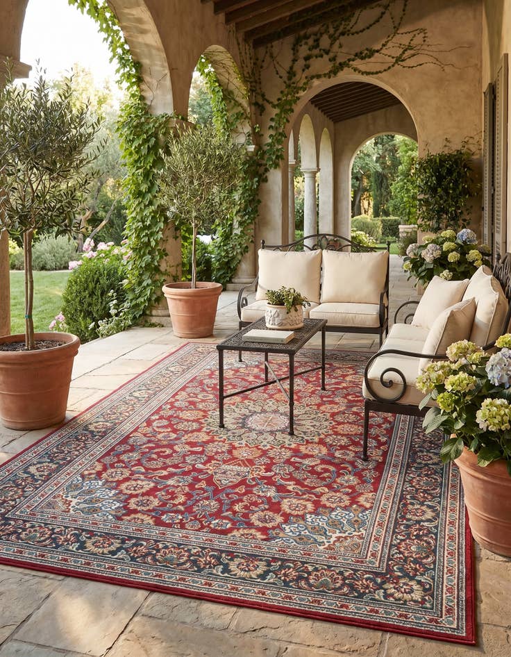 Detail image of 5' 3 x 8' Easy-Clean Traditional Indoor / Outdoor Rug