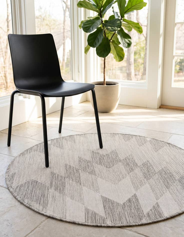 Detail image of 3' x 3' Easy-Clean Modern Indoor / Outdoor Round Rug