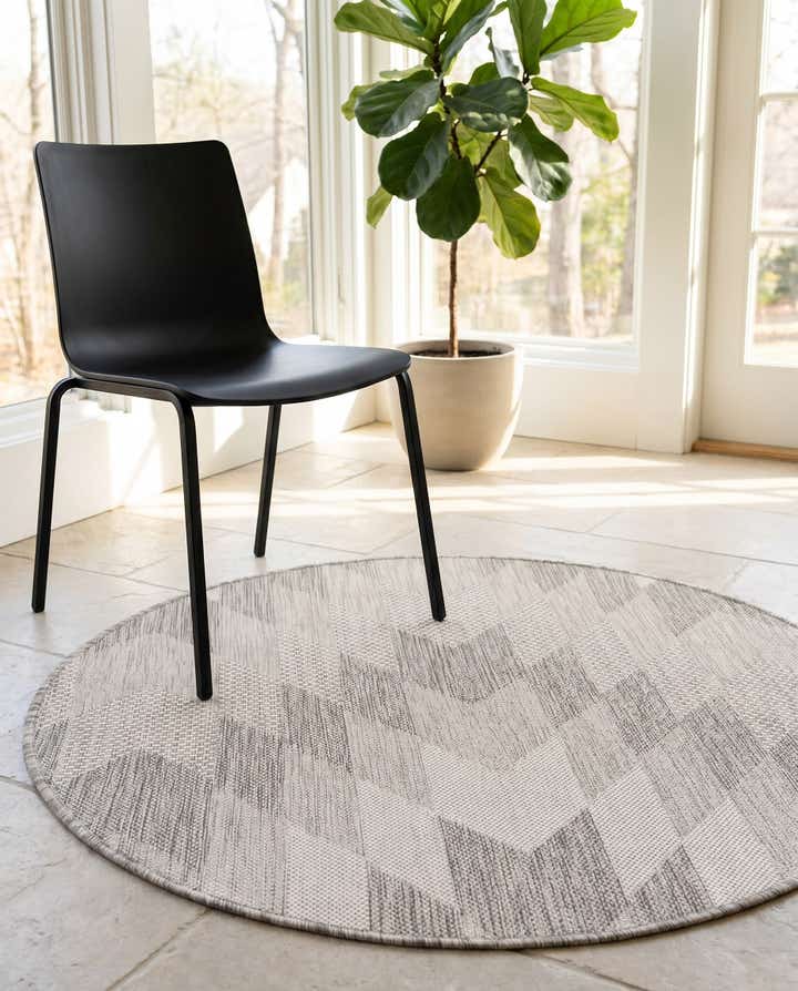 3' x 3' Easy-Clean Modern Indoor / Outdoor Round Rug
