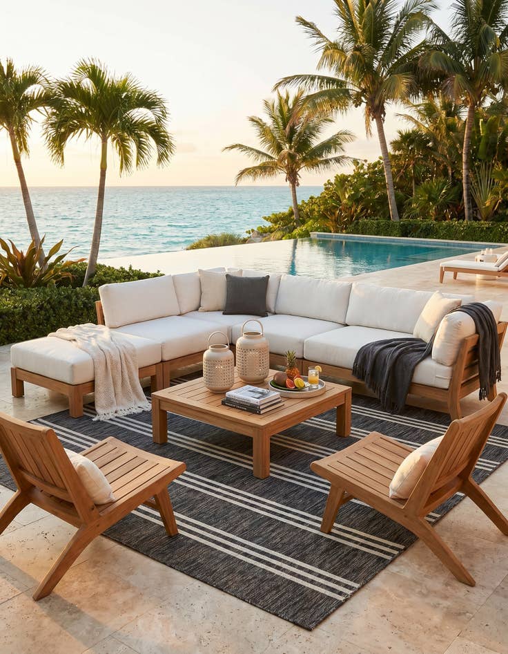 Detail image of 7' 10 x 7' 10 Easy-Clean Jill Zarin Anguilla Indoor / Outdoor Square Rug