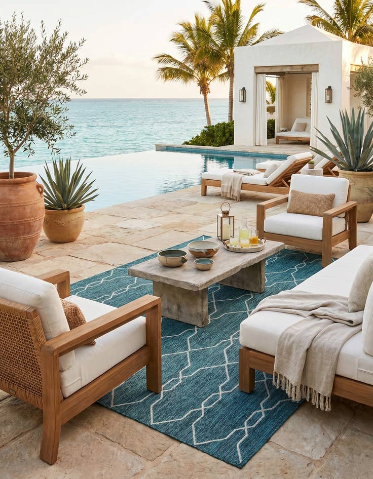 Detail image of 5' 3 x 8' Easy-Clean Trellis Indoor / Outdoor Rug