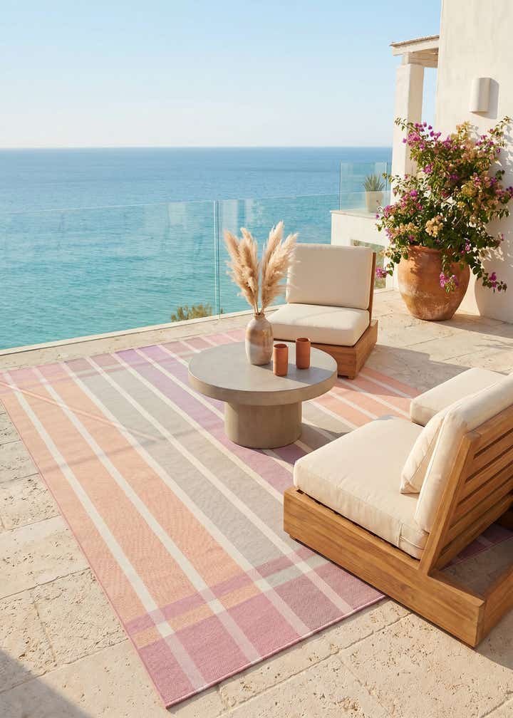 6' x 9' Easy-Clean Striped Indoor / Outdoor Rug