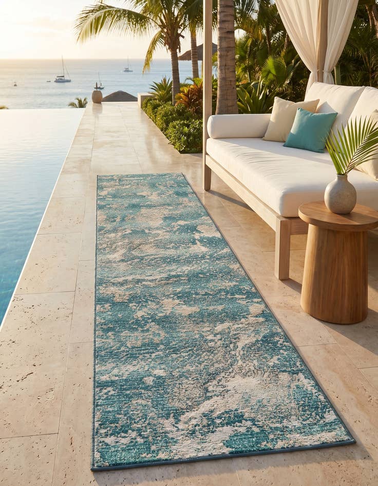 Detail image of 2' x 8' Easy-Clean Modern Indoor / Outdoor Runner Rug