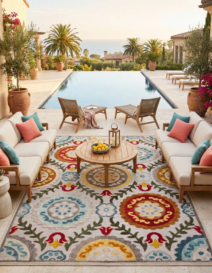 Detail image of 9' x 12' Easy-Clean Casablanca Indoor / Outdoor Rug