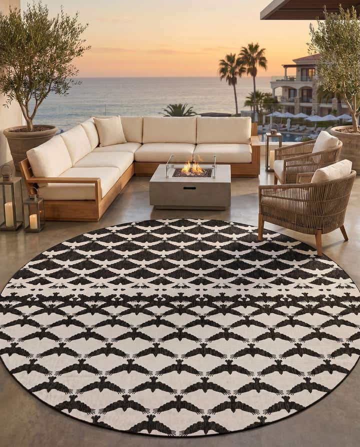 13' x 13' Easy-Clean Modern Indoor / Outdoor Round Rug