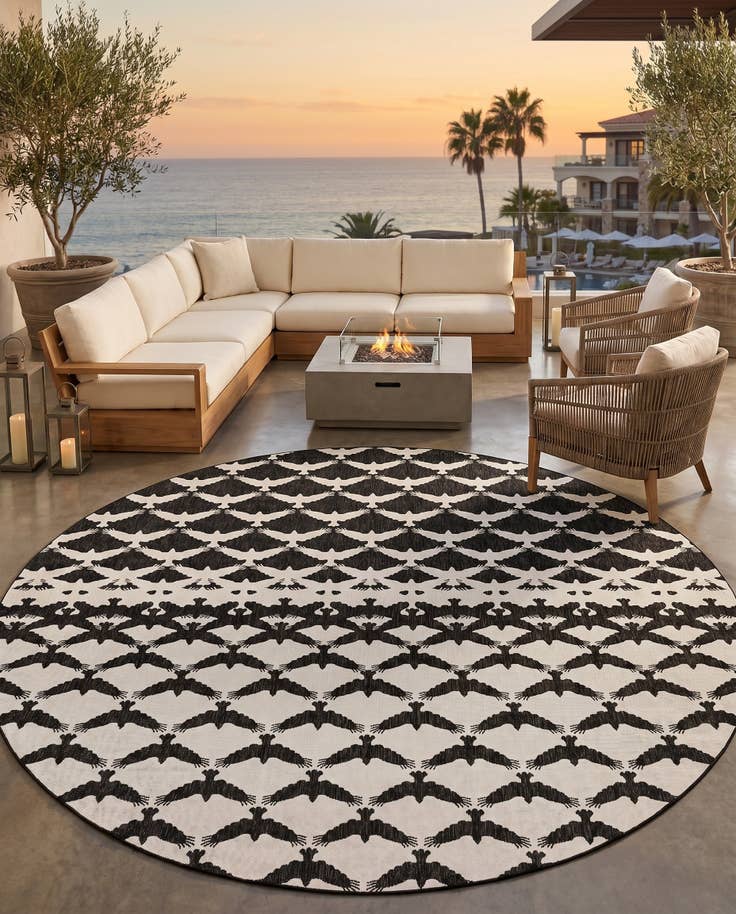 Detail image of 13' x 13' Easy-Clean Modern Indoor / Outdoor Round Rug