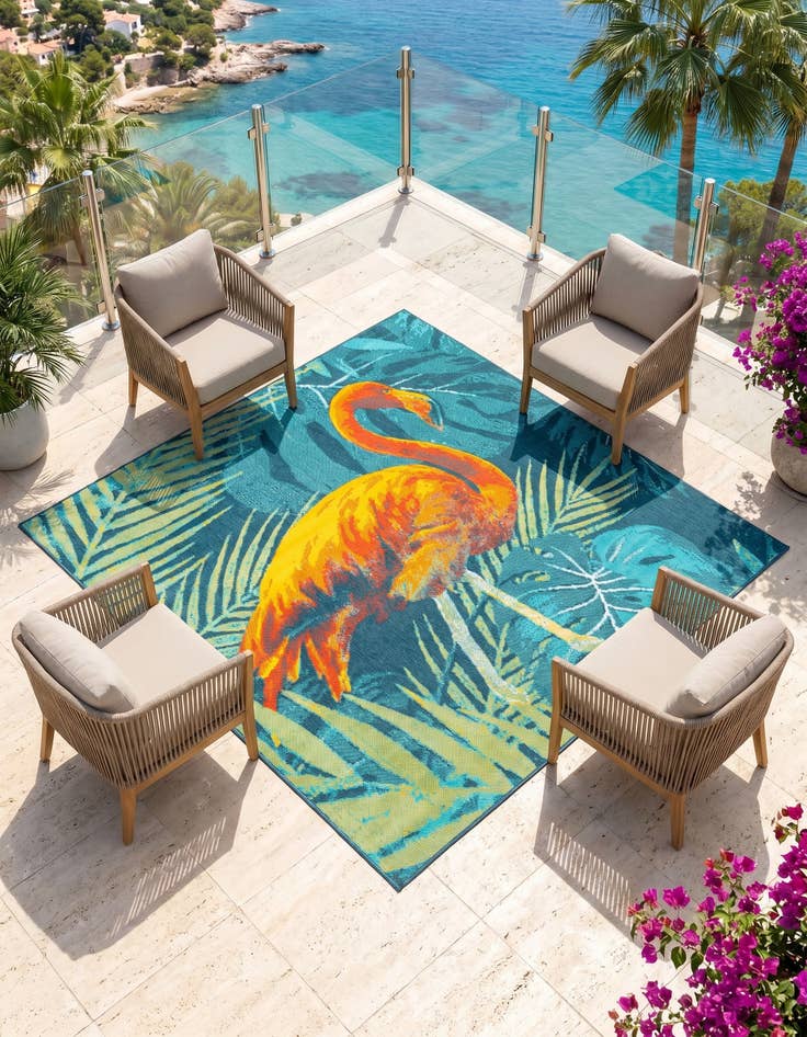 Detail image of 7' 10 x 7' 10 Easy-Clean Coastal Indoor / Outdoor Square Rug