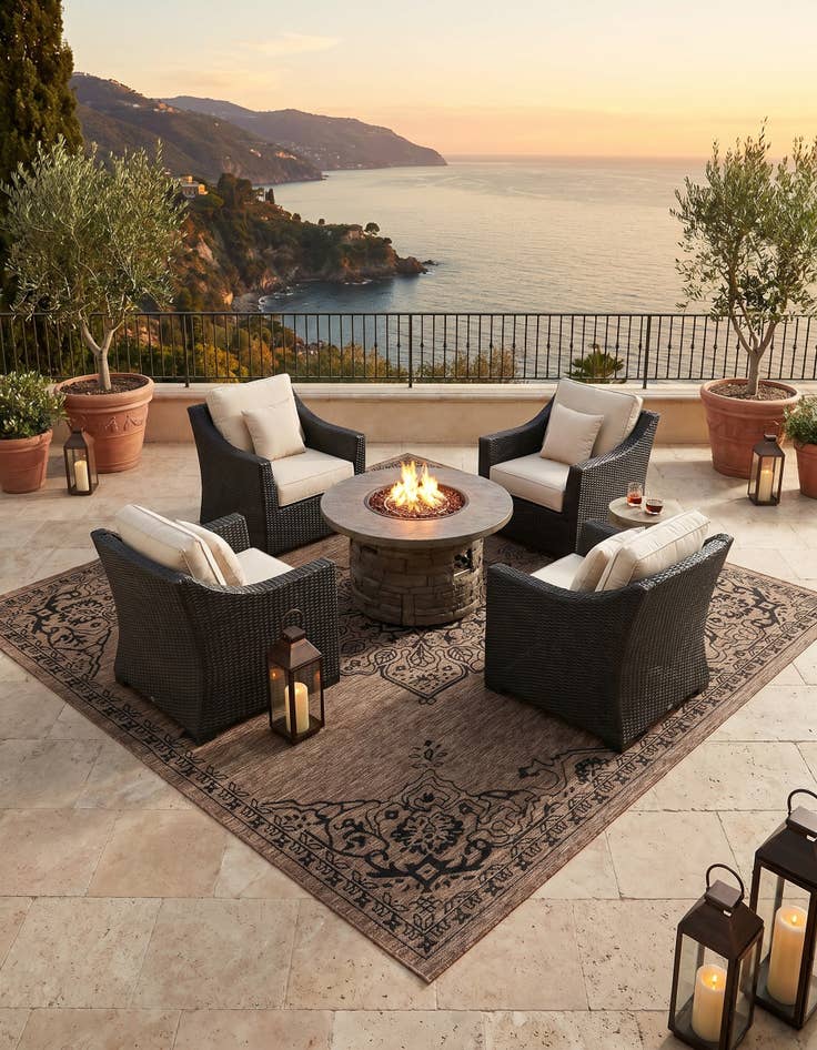 Detail image of 10' x 10' Easy-Clean Traditional Indoor / Outdoor Square Rug