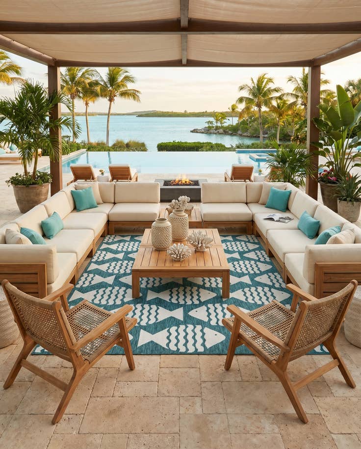 Detail image of 7' 10 x 7' 10 Easy-Clean Coastal Indoor / Outdoor Square Rug