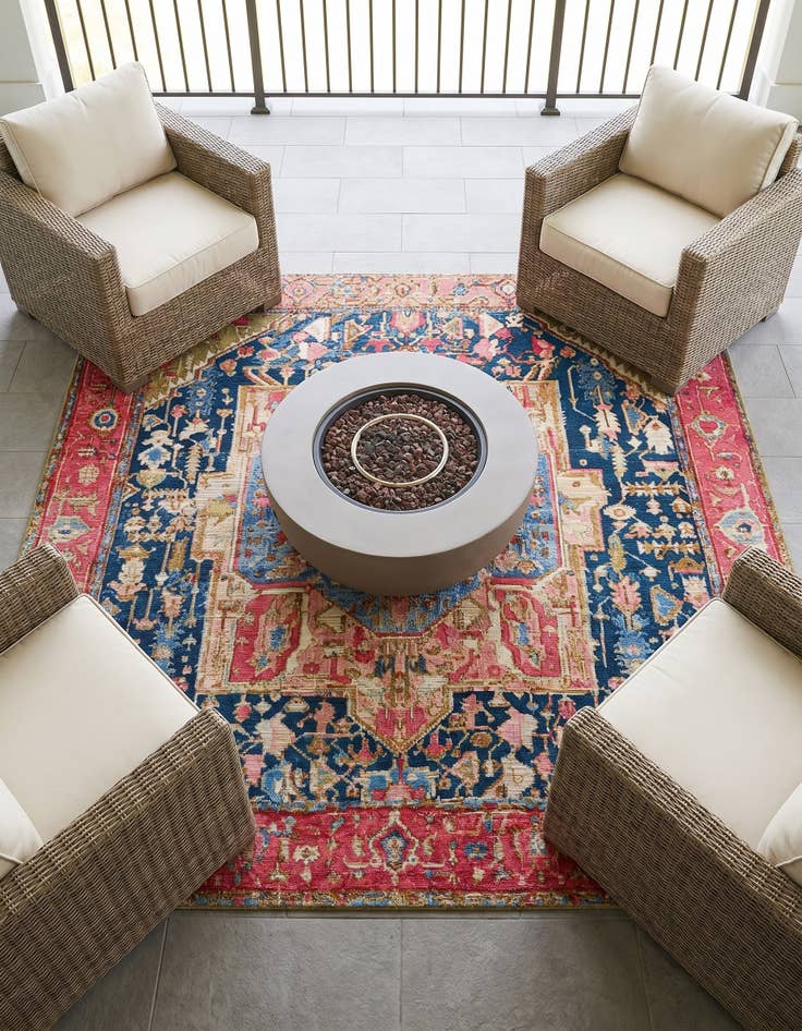 Detail image of 5' 3 x 5' 3 Easy-Clean Traditional Indoor / Outdoor Square Rug