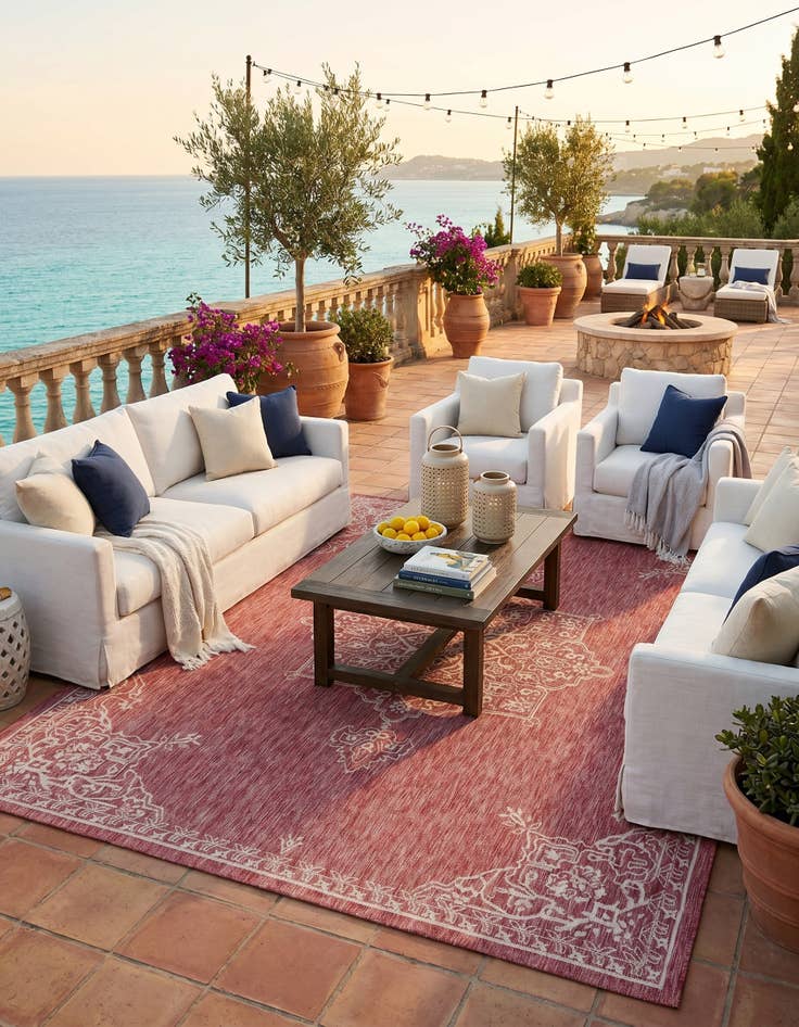 Detail image of 9' x 12' Easy-Clean Traditional Indoor / Outdoor Rug