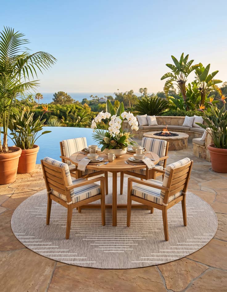 Detail image of 10' x 10' Easy-Clean Modern Indoor / Outdoor Round Rug