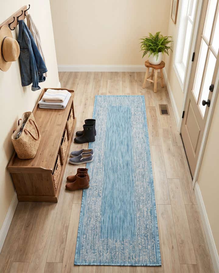 2' x 6' Easy-Clean Border Indoor / Outdoor Runner Rug