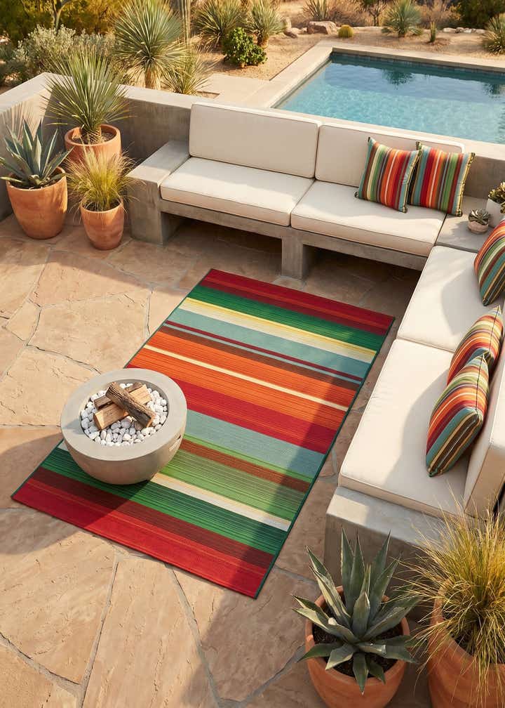 3' 3 x 5' 3 Easy-Clean Modern Indoor / Outdoor Rug