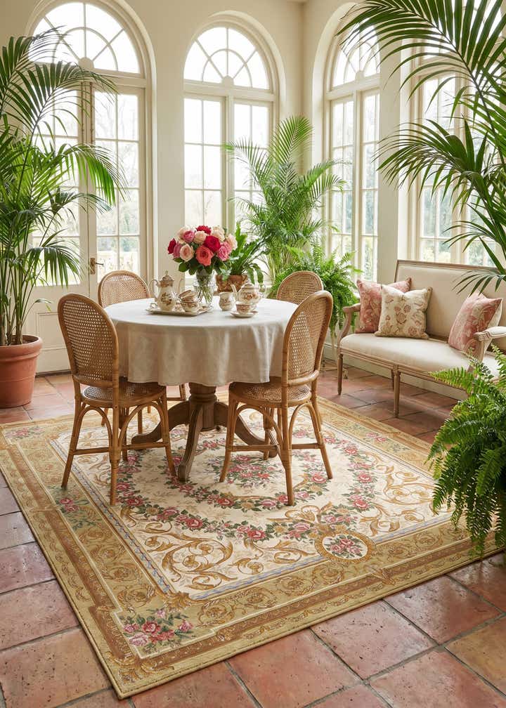 7' 10 x 7' 10 Easy-Clean Traditional Indoor / Outdoor Square Rug