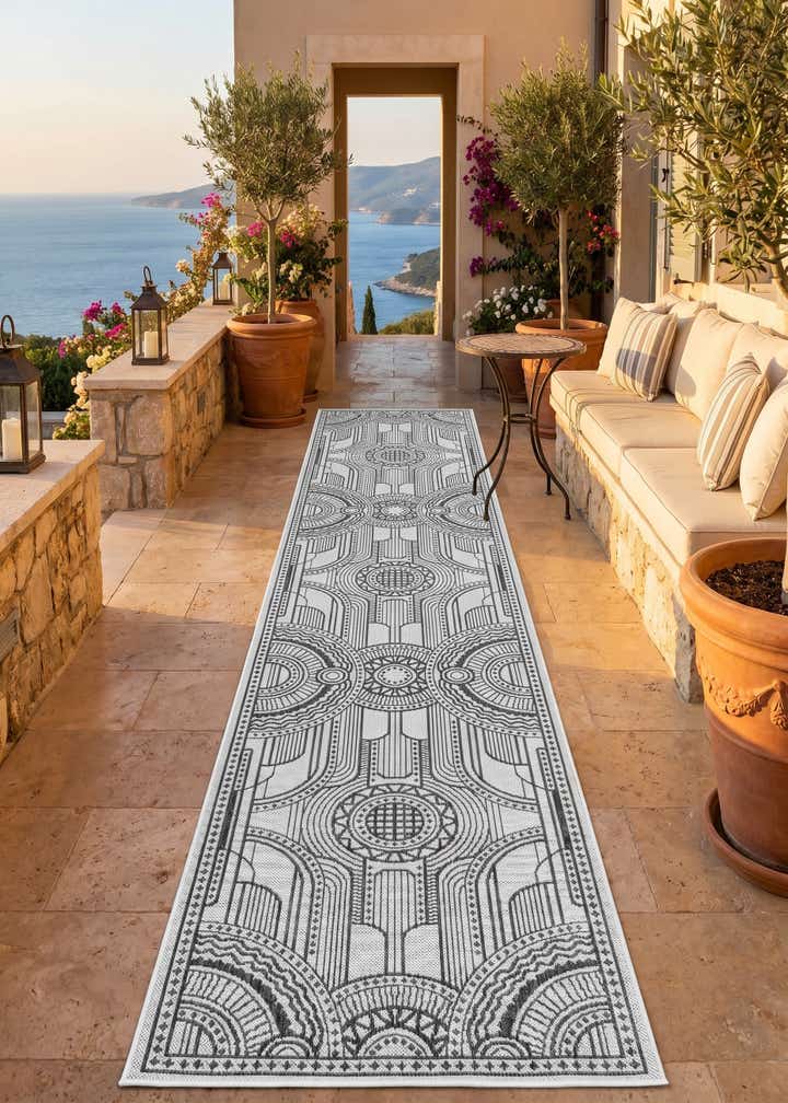 2' 7 x 12' Easy-Clean Traditional Indoor / Outdoor Runner Rug