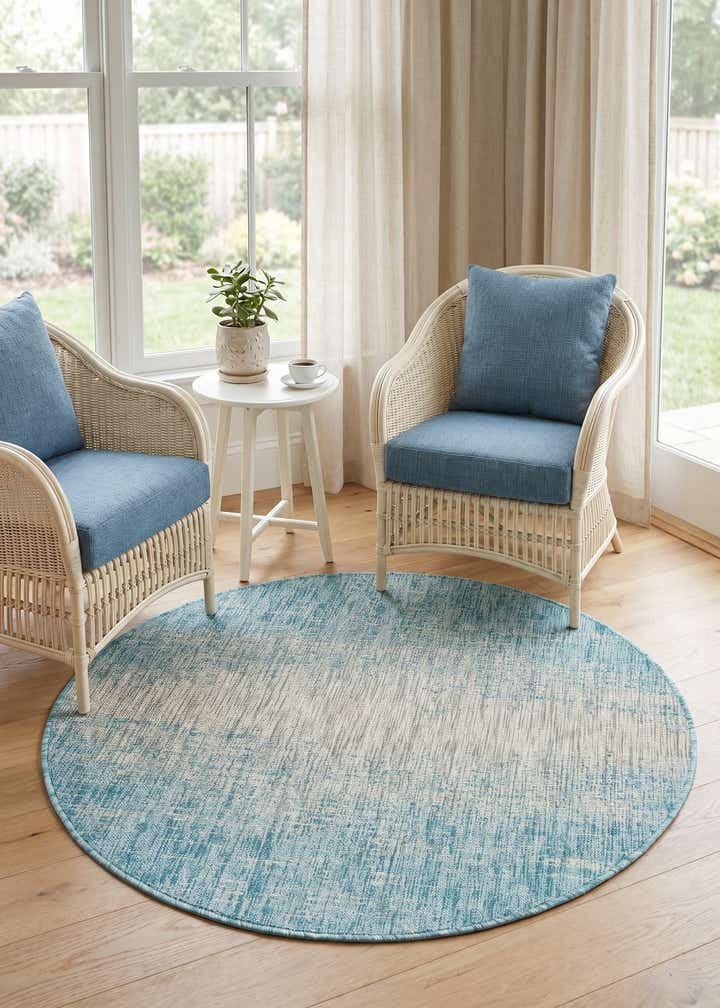 4' x 4' Easy-Clean Modern Indoor / Outdoor Round Rug