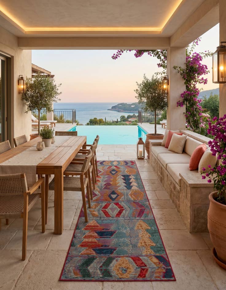 Detail image of 2' 7 x 10' Easy-Clean Modern Indoor / Outdoor Runner Rug