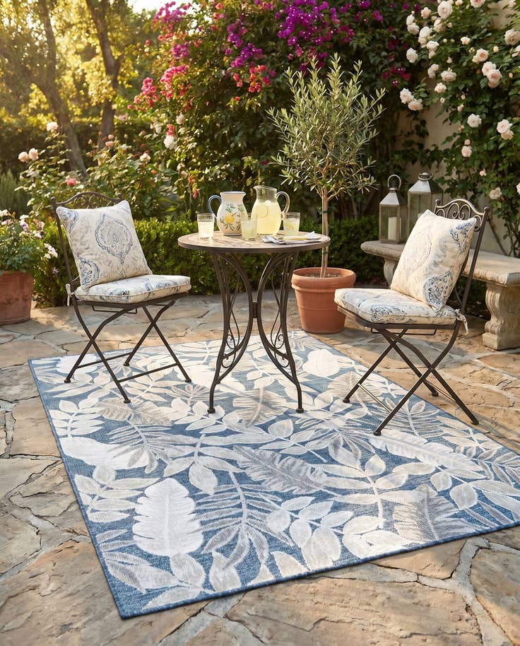 Detail image of 4' 5 x 6' Easy-Clean Botanical Indoor / Outdoor Rug