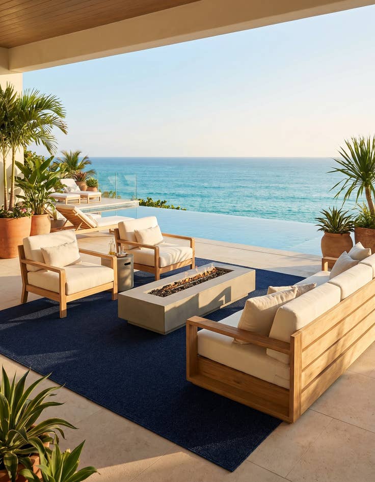 Detail image of 7' 10 x 10' Easy-Clean Solid Indoor / Outdoor Rug