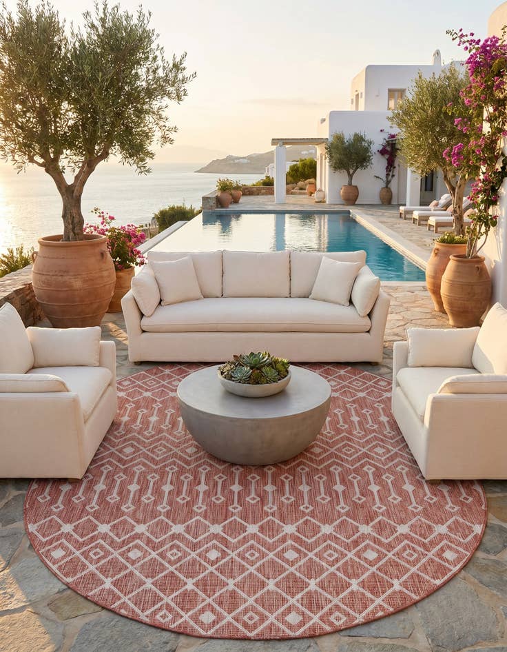 Detail image of 7' 10 x 10' Easy-Clean Lattice Indoor / Outdoor Oval Rug