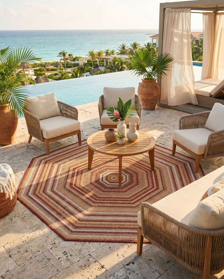 7' 10 x 7' 10 Easy-Clean Baja Indoor / Outdoor Octagon Rug