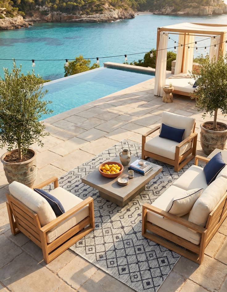 Detail image of 5' 3 x 8' Easy-Clean Lattice Indoor / Outdoor Rug