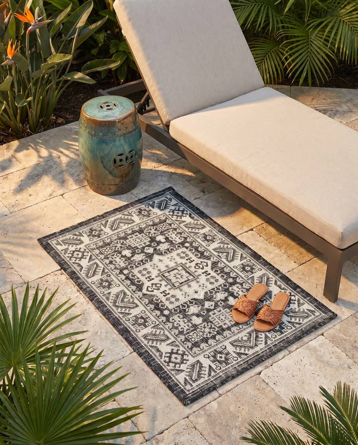 Detail image of 2' x 3' Easy-Clean Aztec Indoor / Outdoor Rug