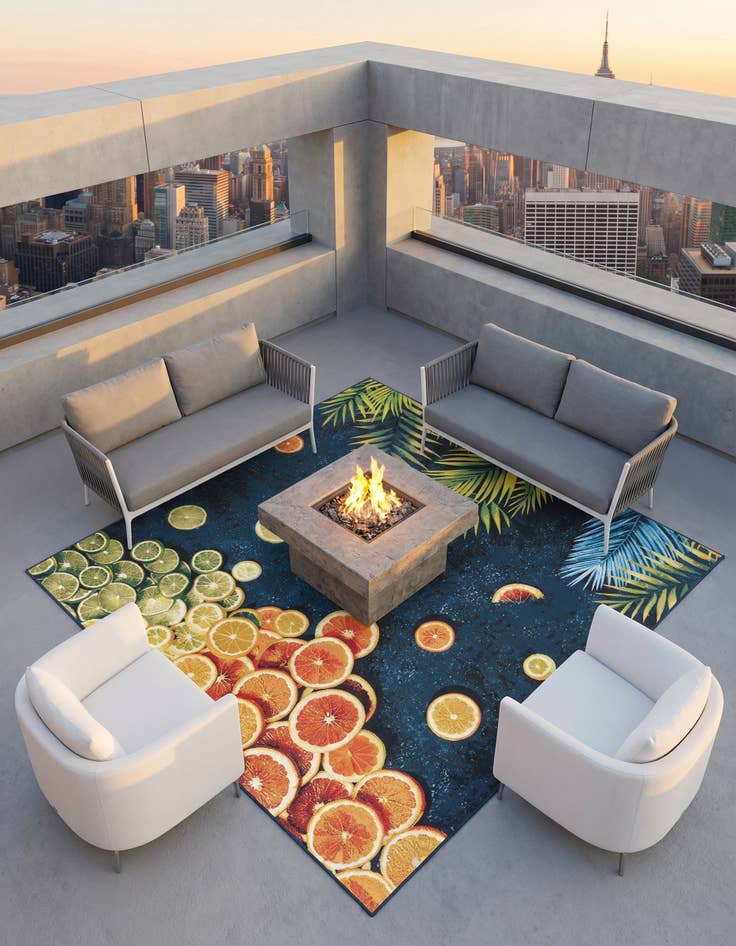 Detail image of 7' 10 x 7' 10 Easy-Clean Coastal Indoor / Outdoor Square Rug