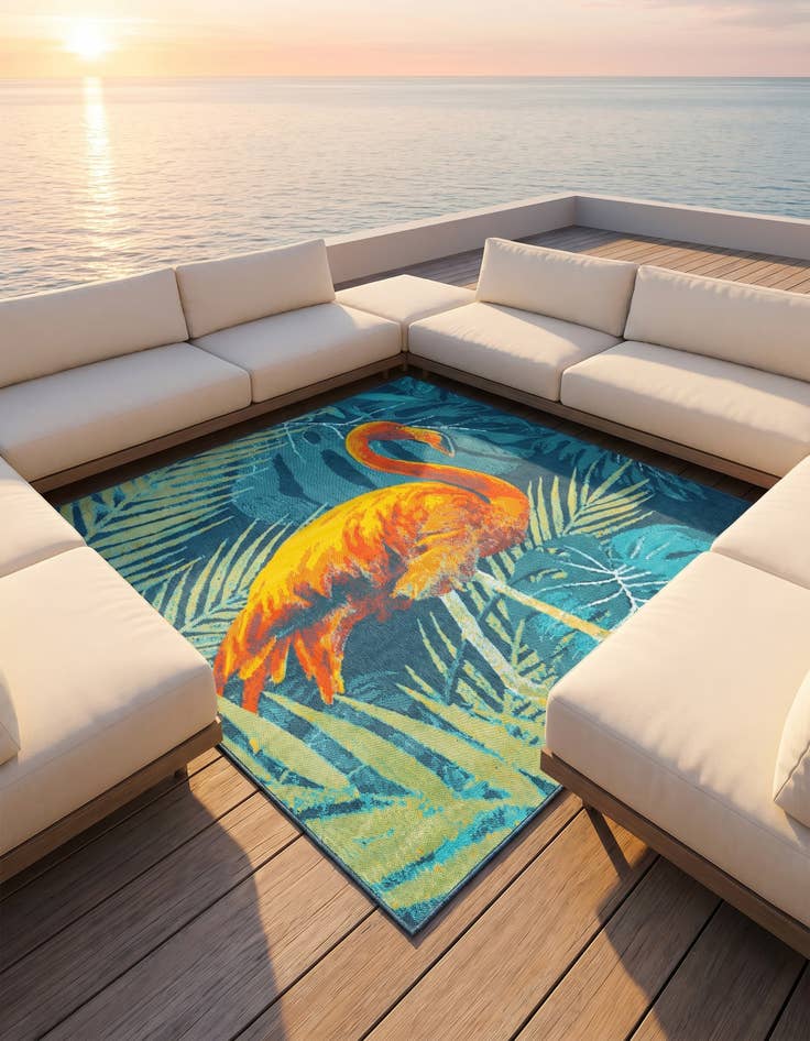 Detail image of 7' 10 x 7' 10 Easy-Clean Coastal Indoor / Outdoor Square Rug