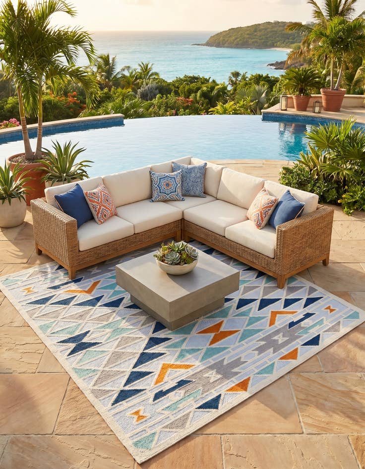 Detail image of 7' 10 x 7' 10 Easy-Clean Aruba Indoor / Outdoor Square Rug