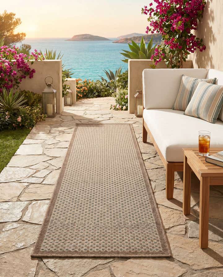 2' x 6' Easy-Clean Border Indoor / Outdoor Runner Rug