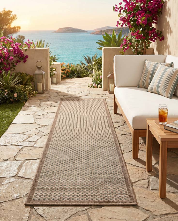 Detail image of 2' x 6' Easy-Clean Border Indoor / Outdoor Runner Rug