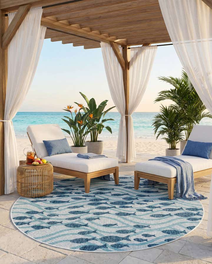 185cm x 185cm Fácil de limpiar Coastal Alfombra Comprar todos los estilos redondo