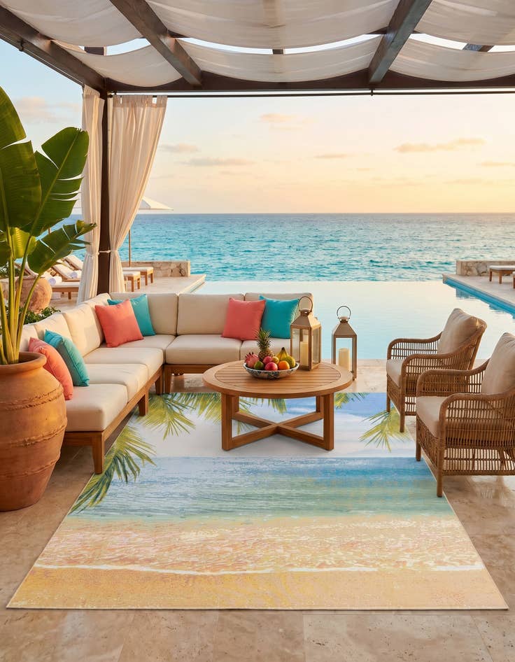 Detail image of 7' 10 x 10' Easy-Clean Coastal Indoor / Outdoor Rug