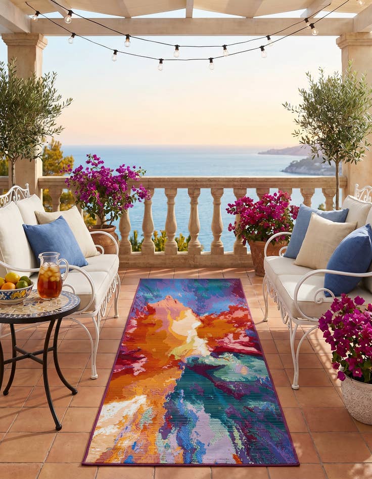 Detail image of 2' x 6' Easy-Clean Modern Indoor / Outdoor Runner Rug