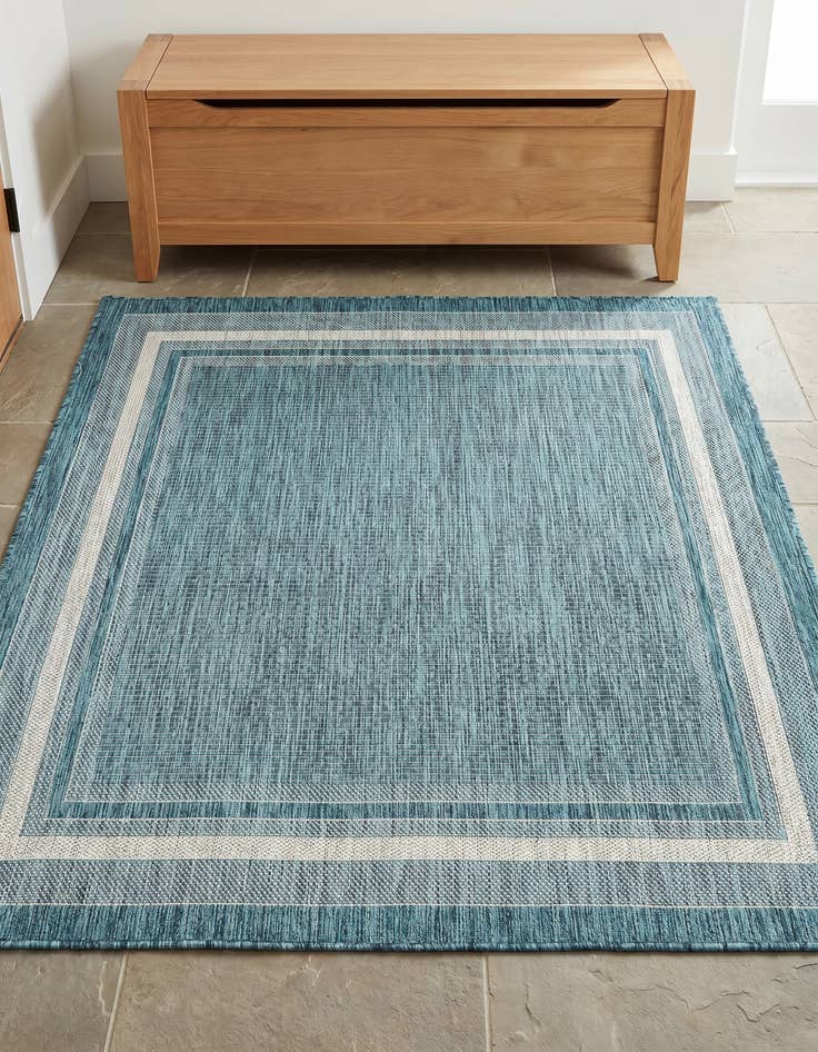 Detail image of 5' 3 x 5' 3 Easy-Clean Border Indoor / Outdoor Square Rug