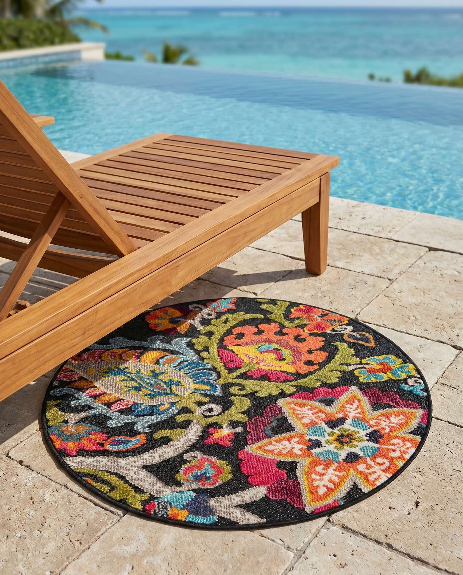 3' x 3' Easy-Clean Casablanca Indoor / Outdoor Round Rug