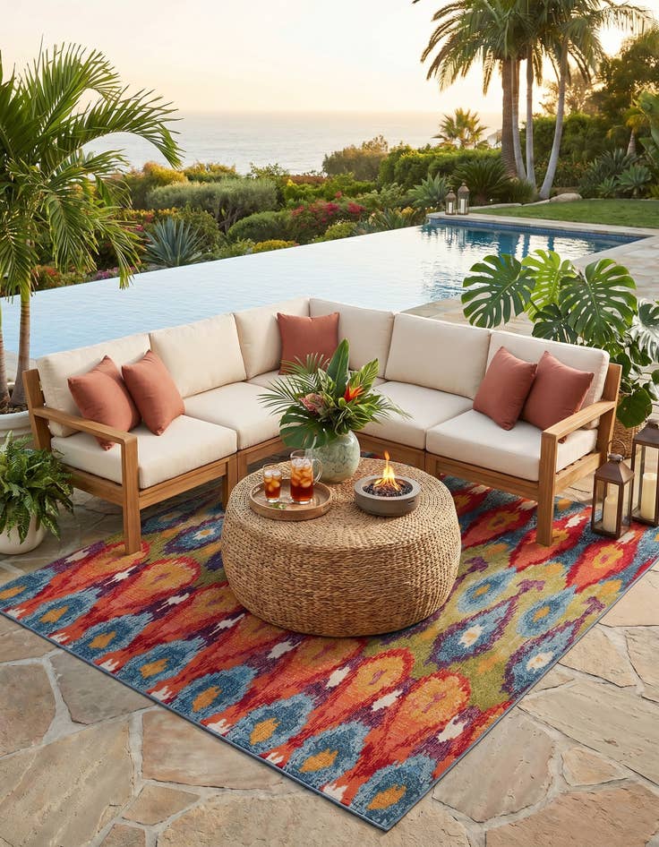 Detail image of 6' x 6' Easy-Clean Modern Indoor / Outdoor Square Rug