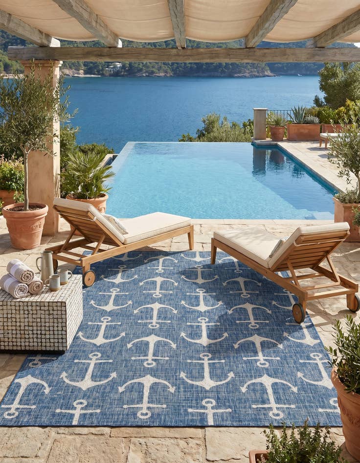 Detail image of 7' x 10' Easy-Clean Coastal Indoor / Outdoor Rug