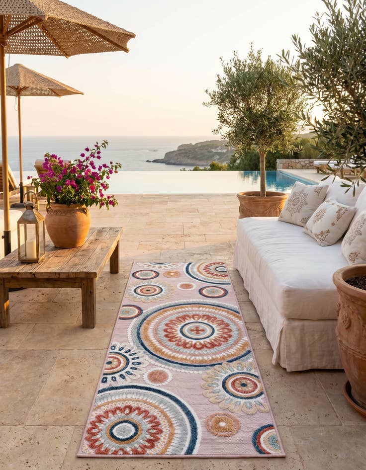 Detail image of 2' 2 x 6' Easy-Clean Botanical Indoor / Outdoor Runner Rug