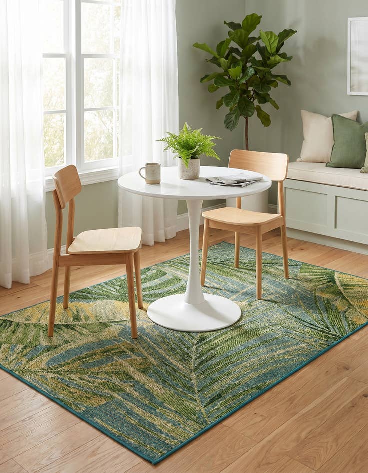 Detail image of 4' x 6' Easy-Clean Botanical Indoor / Outdoor Rug