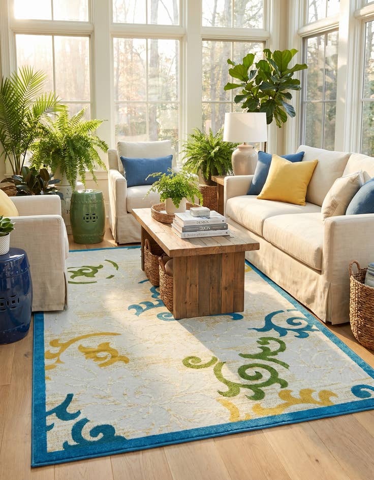 Detail image of 6' x 9' Easy-Clean Botanical Indoor / Outdoor Rug