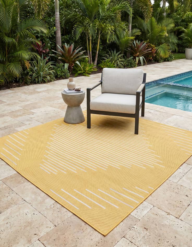 Detail image of 5' 3 x 5' 3 Easy-Clean Modern Indoor / Outdoor Square Rug