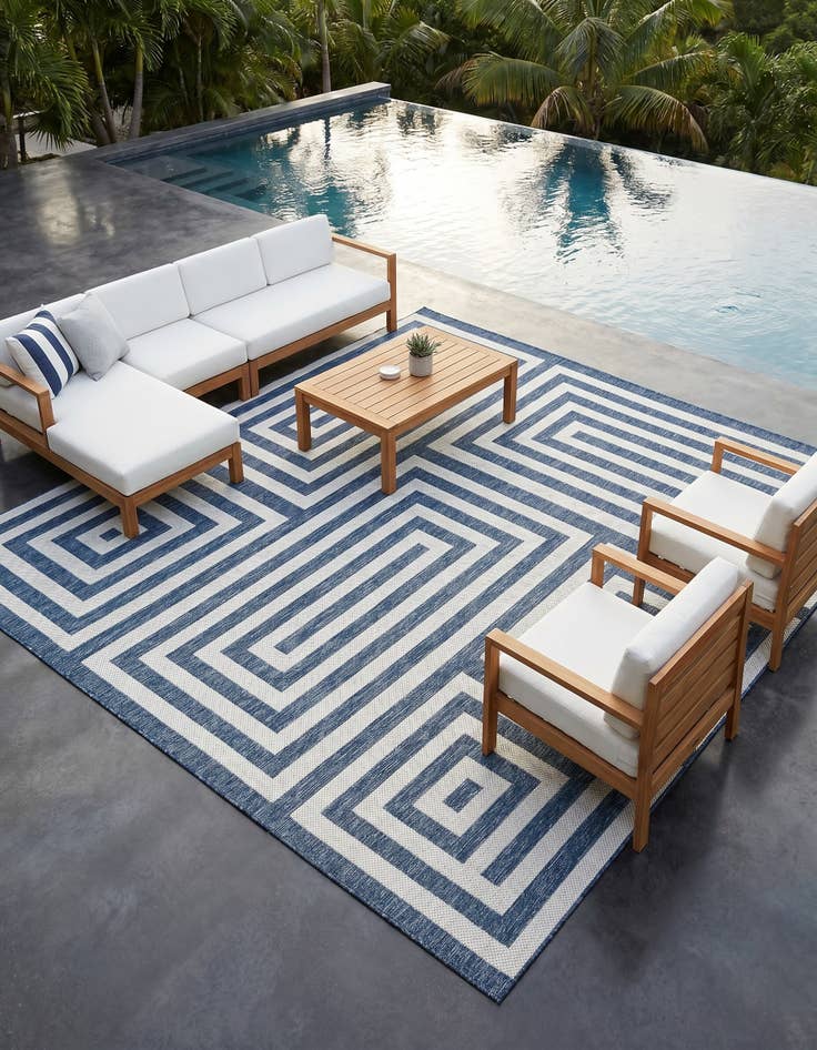 Detail image of 10' x 10' Easy-Clean Modern Indoor / Outdoor Square Rug