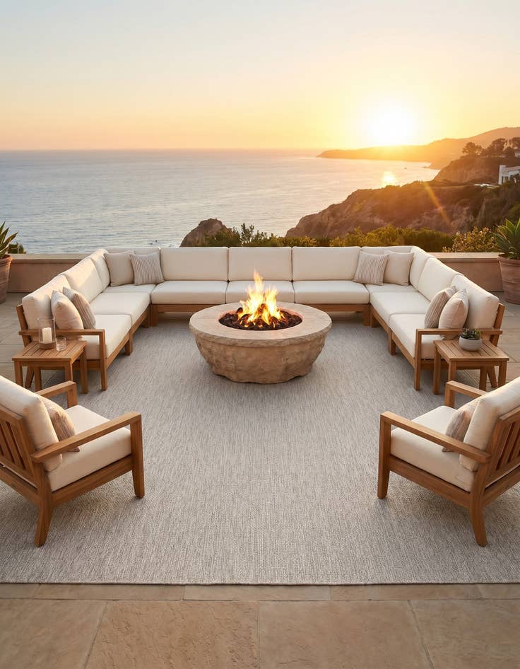 Detail image of 13' x 13' Easy-Clean Solid Indoor / Outdoor Square Rug