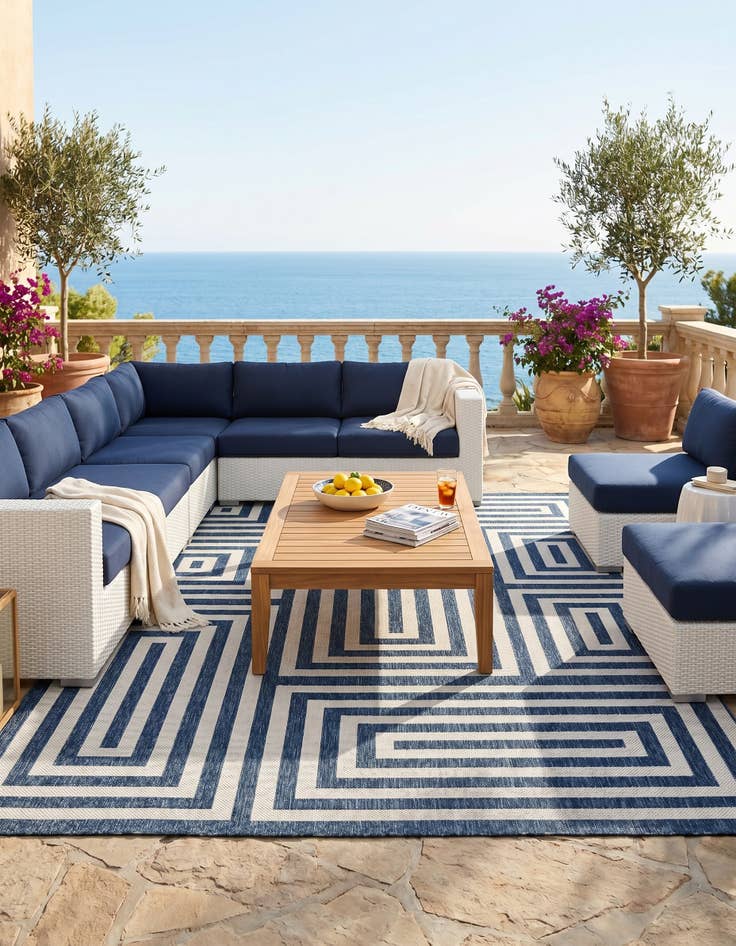 Detail image of 9' x 12' Easy-Clean Modern Indoor / Outdoor Rug