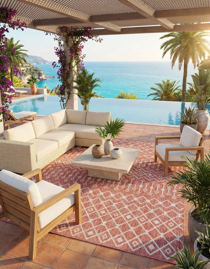 Detail image of 9' x 12' Easy-Clean Trellis Indoor / Outdoor Rug