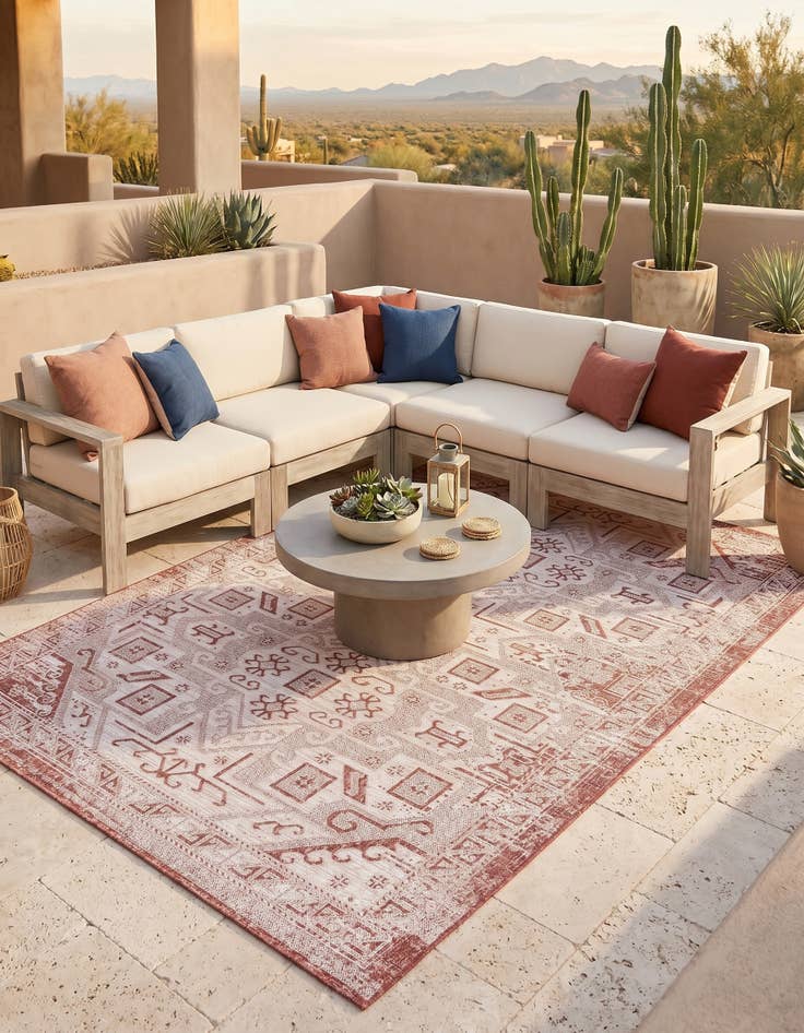 Detail image of 6' x 9' Easy-Clean Aztec Indoor / Outdoor Rug