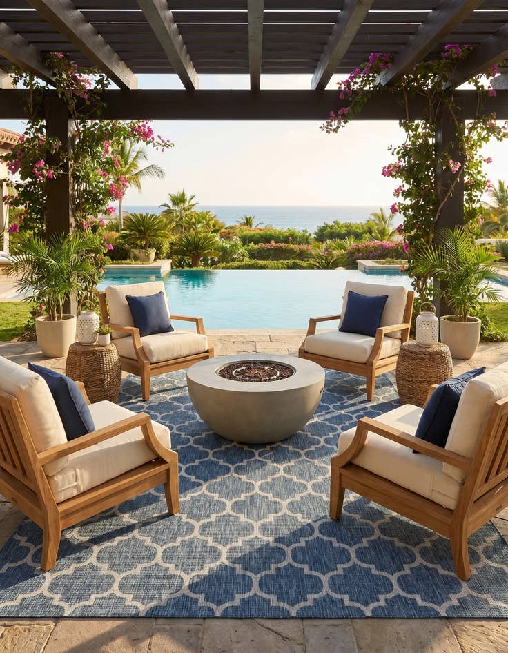 Detail image of 10' x 14' Easy-Clean Trellis Indoor / Outdoor Rug